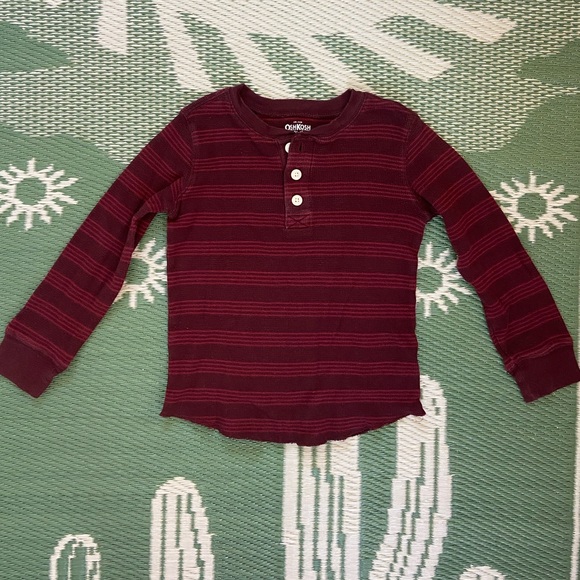 Kids Unisex Thermal Waffle Knit Striped Long Sleeve - Picture 1 of 2